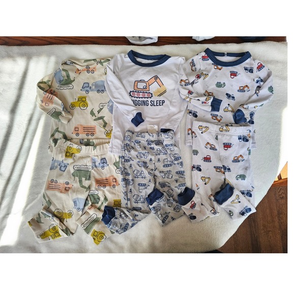 Carter's Other - Carters Rugged Bear baby Toddler Boys Pajamas Lot 3 Sets Construction Trucks 12M